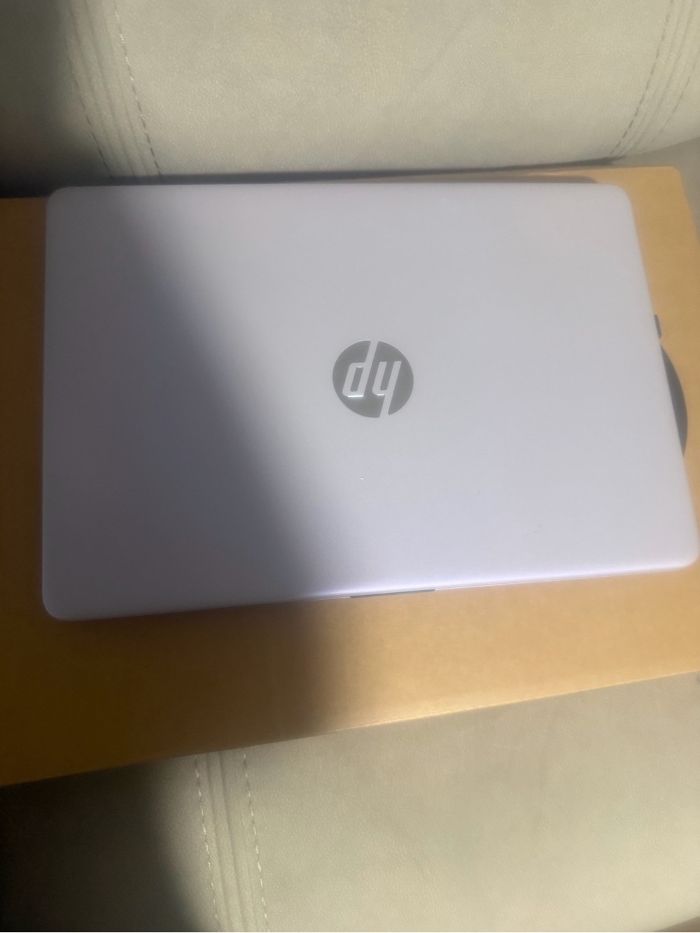 HP White Laptop with Silver Logo - Compact Everyday Notebook